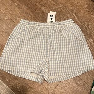 SSB Women's High Waist Blue Checkered Shorts